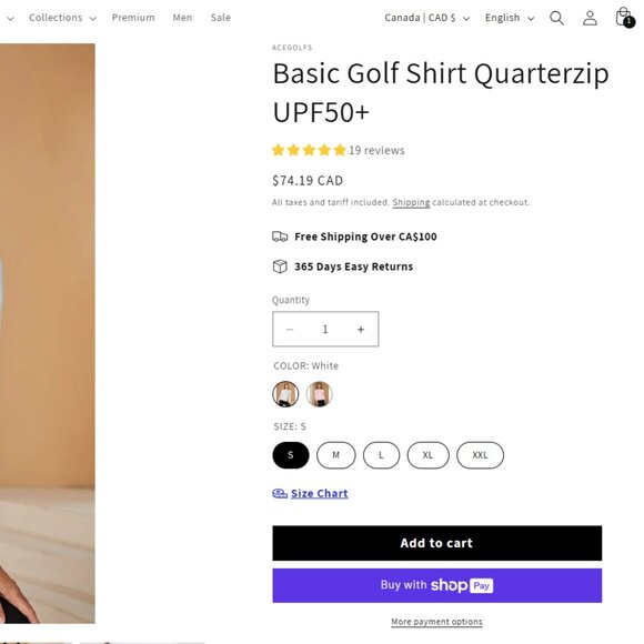 Acegolfs 1/4 Zip Ladies Golf Shirt - Picture 2 of 8